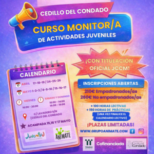 curso de monitor de actividades juveniles Cedillo del Condado